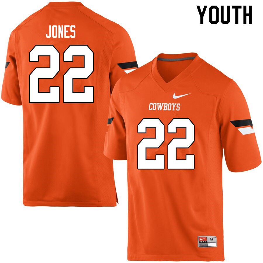 Youth #22 Demarco Jones Oklahoma State Cowboys College Football Jerseys Sale-Orange
